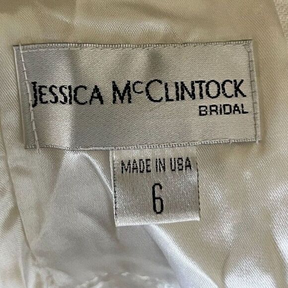 Vintage Jessica Mcclintock Bridal Women's Size 6 Ivory Floral Halter Maxi Dress - Picture 3 of 15